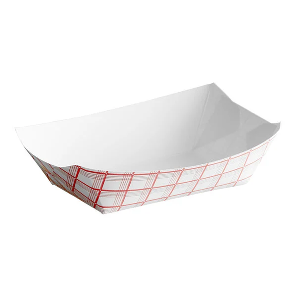 3 lb. Red Plaid Paper Food Tray