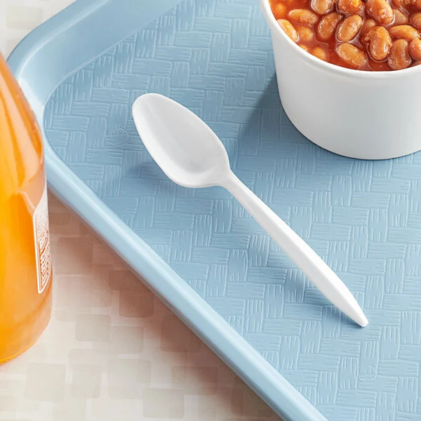 5⅝" Medium Weight White Polypropylene Plastic Teaspoon